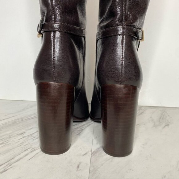Tory Burch Dark Brown Leather Heeled Tall Boot 6M - Picture 4 of 16